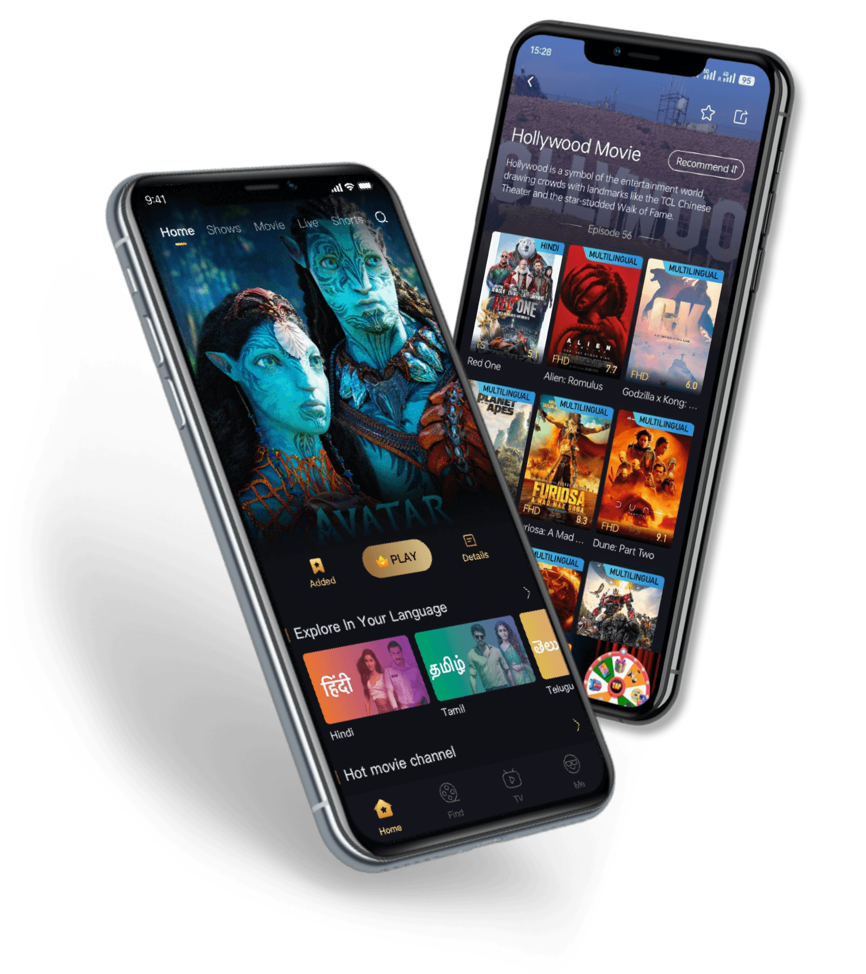 Mobile app showcasing movie selections